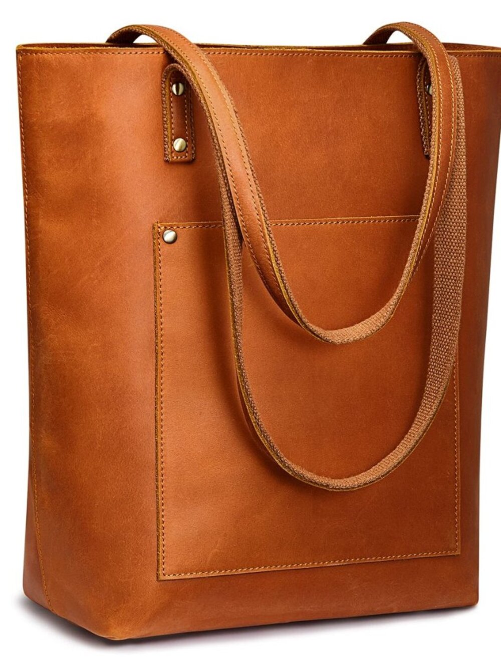 Leather Tote Bag for Women Work Handbag with Luggage Sleeve